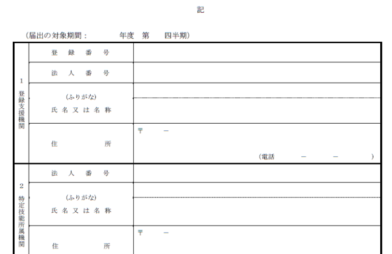 受入れ企業（特定技能所属機関）の届出義務